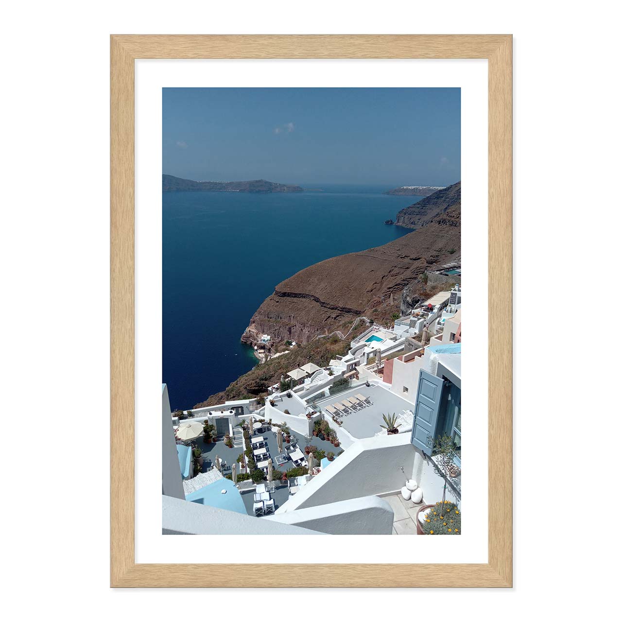 Santorini Vista Cliffside Framed Print